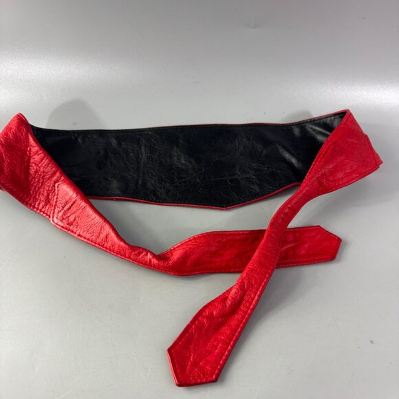 Kenzo Paris Cuir Veritable Made in France Black Leather Wide Belt, Red main image 5